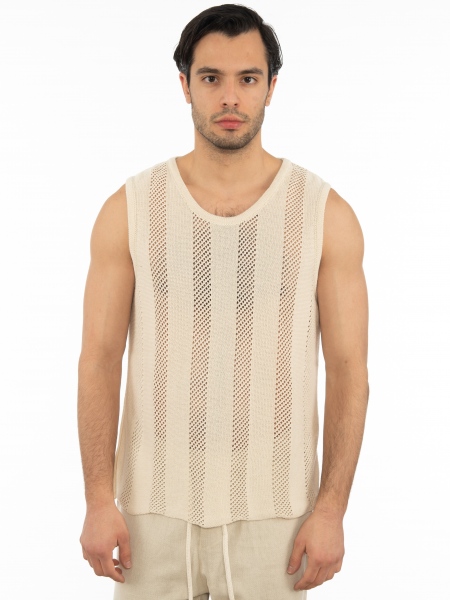 XAGON MAN Μπλούζα νημάτινη αμάνικη 2Z22704 Μπεζ XAGON MAN - 8