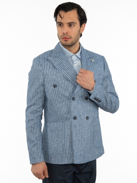 OVER-D Σακάκι ριγέ OE1S2S2G13 Μπλε - Σιέλ OVER-D - 4
