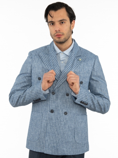 OVER-D Σακάκι ριγέ OE1S2S2G13 Μπλε - Σιέλ OVER-D - 1