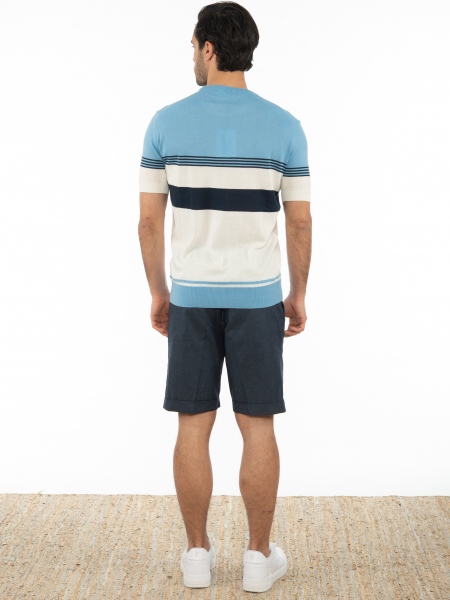 OVER-D T-shirt νημάτινο OE1S2S2M13 Σιέλ - Λευκό OVER-D - 7