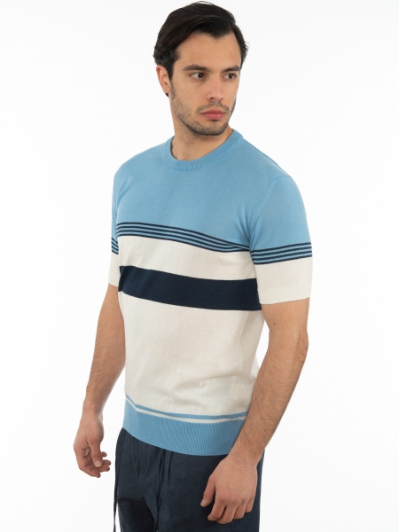 OVER-D T-shirt yarn OE1S2S2M13 Light blue - White OVER-D - 3