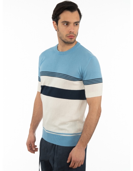 OVER-D T-shirt yarn OE1S2S2M13 Light blue - White OVER-D - 3