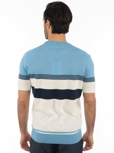 OVER-D T-shirt νημάτινο OE1S2S2M13 Σιέλ - Λευκό OVER-D - 2