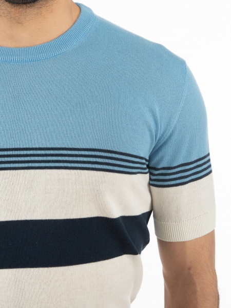 OVER-D T-shirt νημάτινο OE1S2S2M13 Σιέλ - Λευκό OVER-D - 5