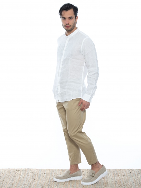 OVER-D Πουκάμισο mao λινό OE1S2S2C08 Λευκό OVER-D - 9