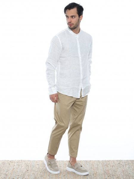 OVER-D Πουκάμισο mao λινό OE1S2S2C08 Λευκό OVER-D - 8