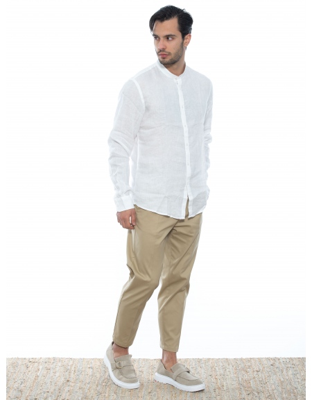 OVER-D Πουκάμισο mao λινό OE1S2S2C08 Λευκό OVER-D - 8