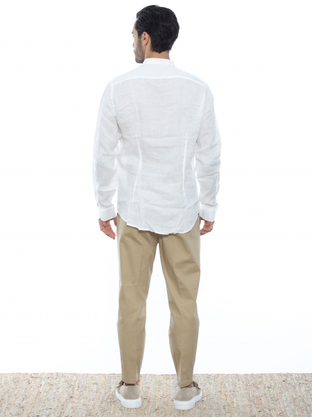 OVER-D Πουκάμισο mao λινό OE1S2S2C08 Λευκό OVER-D - 7