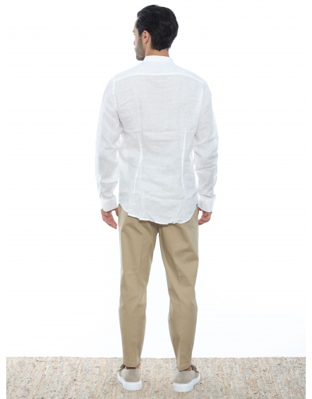 OVER-D Πουκάμισο mao λινό OE1S2S2C08 Λευκό OVER-D - 7