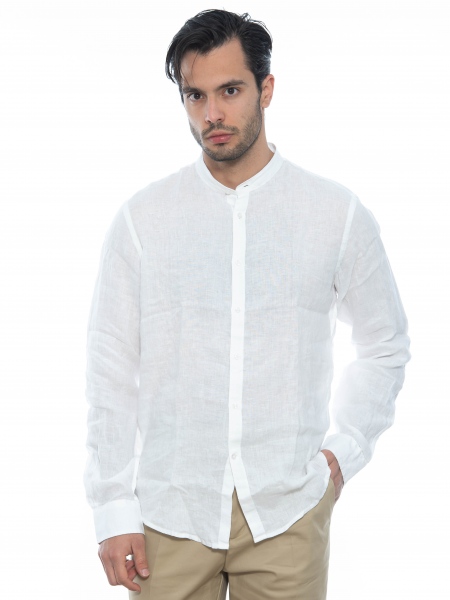 OVER-D Πουκάμισο mao λινό OE1S2S2C08 Λευκό OVER-D - 10