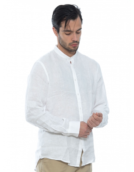 OVER-D Πουκάμισο mao λινό OE1S2S2C08 Λευκό OVER-D - 3