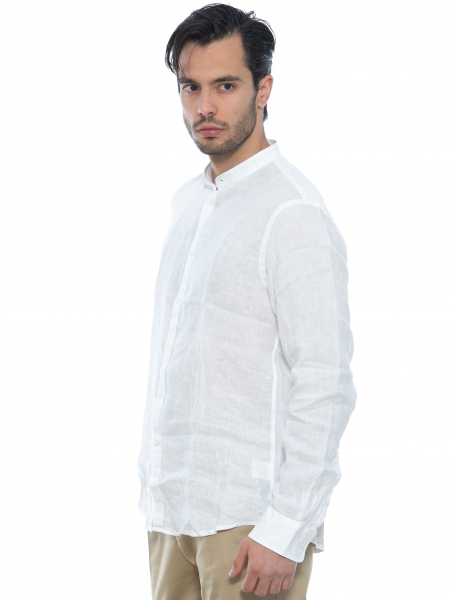 OVER-D Πουκάμισο mao λινό OE1S2S2C08 Λευκό OVER-D - 4