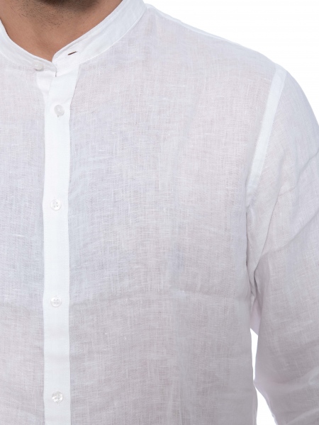 OVER-D Πουκάμισο mao λινό OE1S2S2C08 Λευκό OVER-D - 5