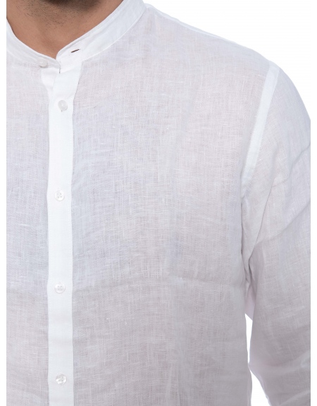 OVER-D Πουκάμισο mao λινό OE1S2S2C08 Λευκό OVER-D - 5