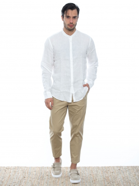 OVER-D Πουκάμισο mao λινό OE1S2S2C08 Λευκό OVER-D - 6