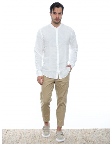 OVER-D Πουκάμισο mao λινό OE1S2S2C08 Λευκό OVER-D - 6