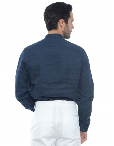 OVER-D Πουκάμισο mao λινό OE1S2S2C08 Μπλε OVER-D - 2