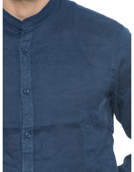 OVER-D Πουκάμισο mao λινό OE1S2S2C08 Μπλε OVER-D - 5