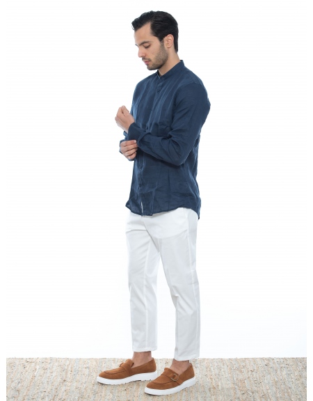 OVER-D Πουκάμισο mao λινό OE1S2S2C08 Μπλε OVER-D - 9