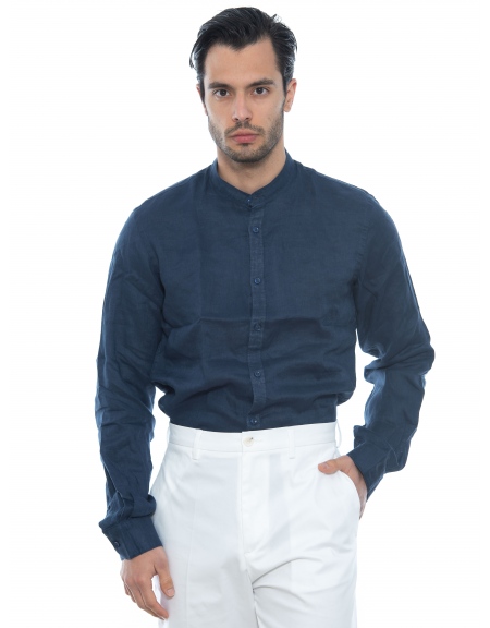 OVER-D Πουκάμισο mao λινό OE1S2S2C08 Μπλε OVER-D - 10