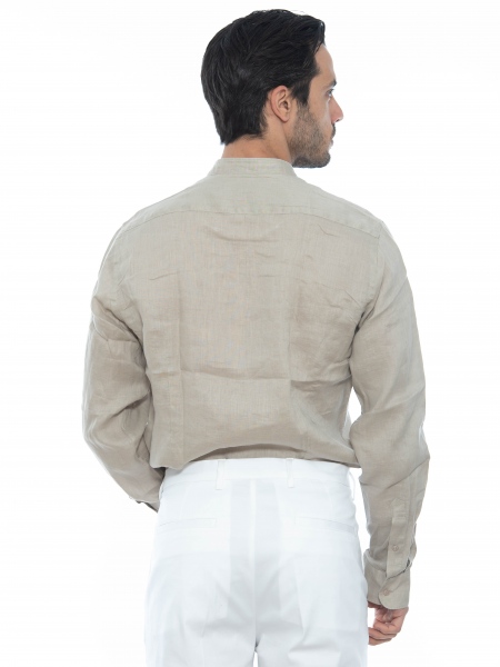 OVER-D Mao linen shirt OE1S2S2C08 Beige OVER-D - 2