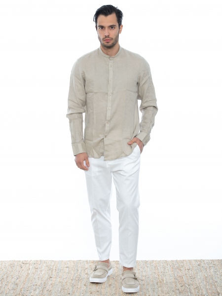OVER-D Mao linen shirt OE1S2S2C08 Beige OVER-D - 6