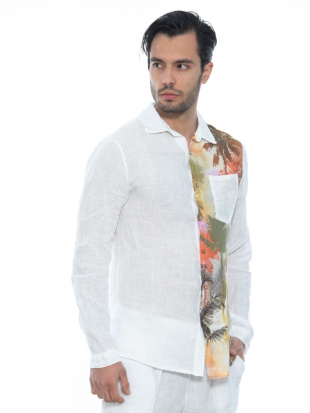 XAGON MAN Πουκάμισο λινό 2V57400 Λευκό XAGON MAN - 3