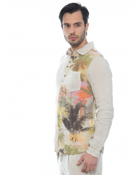 XAGON MAN Πουκάμισο λινό 2V57400 Μπεζ XAGON MAN - 4