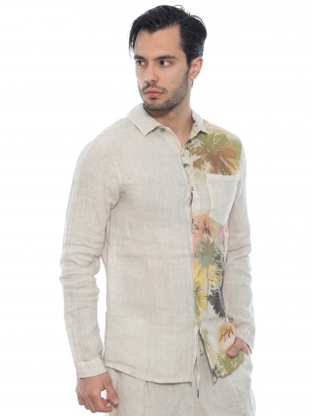 XAGON MAN Πουκάμισο λινό 2V57400 Μπεζ XAGON MAN - 3