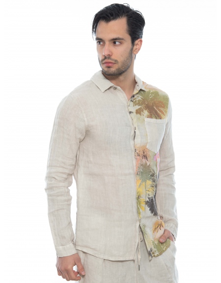 XAGON MAN Πουκάμισο λινό 2V57400 Μπεζ XAGON MAN - 3