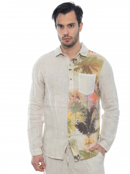 XAGON MAN Πουκάμισο λινό 2V57400 Μπεζ XAGON MAN - 10