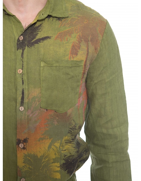 XAGON MAN Linen shirt 2V57400 Olive XAGON MAN - 5