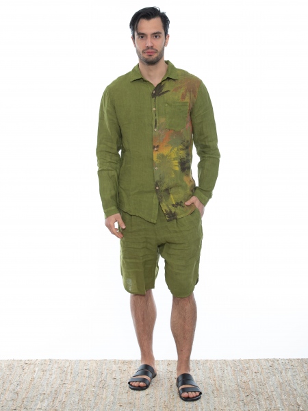 XAGON MAN Πουκάμισο λινό 2V57400 Λαδί XAGON MAN - 6