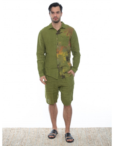 XAGON MAN Πουκάμισο λινό 2V57400 Λαδί XAGON MAN - 6