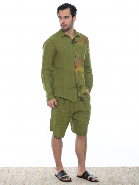 XAGON MAN Πουκάμισο λινό 2V57400 Λαδί XAGON MAN - 8