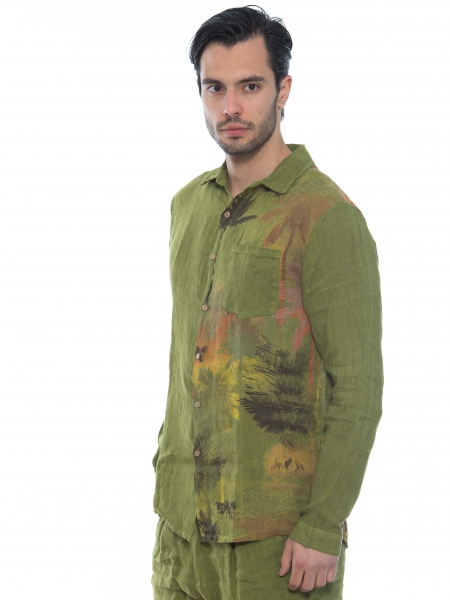 XAGON MAN Πουκάμισο λινό 2V57400 Λαδί XAGON MAN - 4