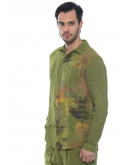 XAGON MAN Πουκάμισο λινό 2V57400 Λαδί XAGON MAN - 4