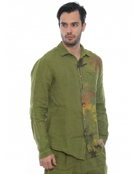 XAGON MAN Πουκάμισο λινό 2V57400 Λαδί XAGON MAN - 3