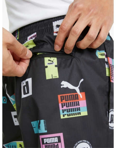 PUMA Βερμούδα αντιανεμική - μαγιο 533669 01 Brand Love AOP WV Μαύρο PUMA - 4