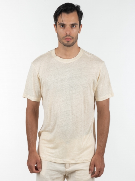 GABBA T-shirt λινό Duke SS Tee P6026 Μπεζ GABBA - 1