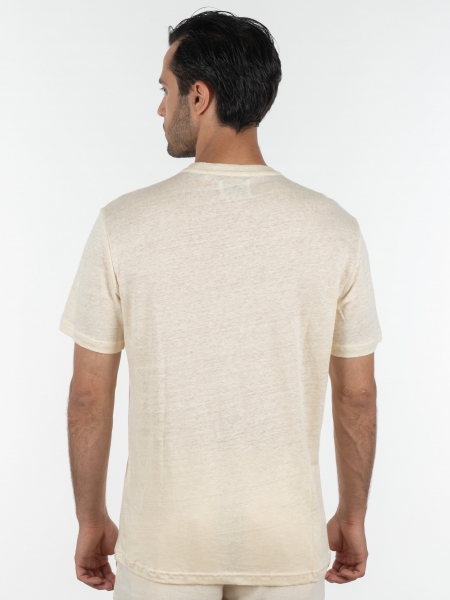 GABBA T-shirt λινό Duke SS Tee P6026 Μπεζ GABBA - 2