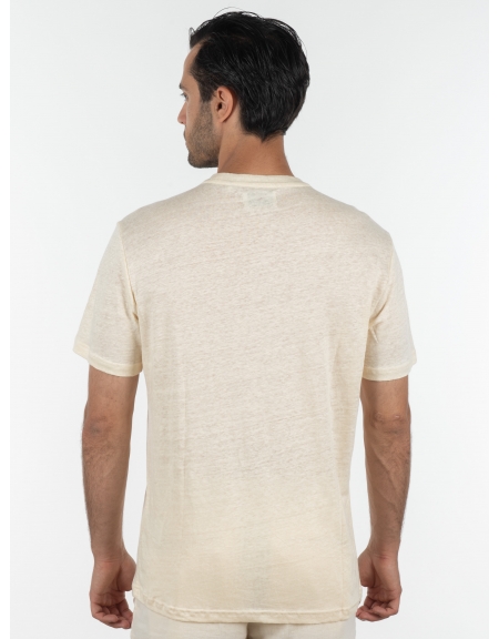 GABBA T-shirt λινό Duke SS Tee P6026 Μπεζ GABBA - 2