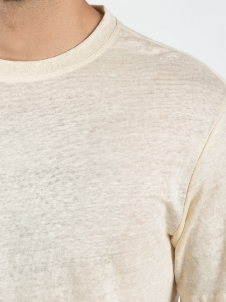 GABBA T-shirt λινό Duke SS Tee P6026 Μπεζ GABBA - 5