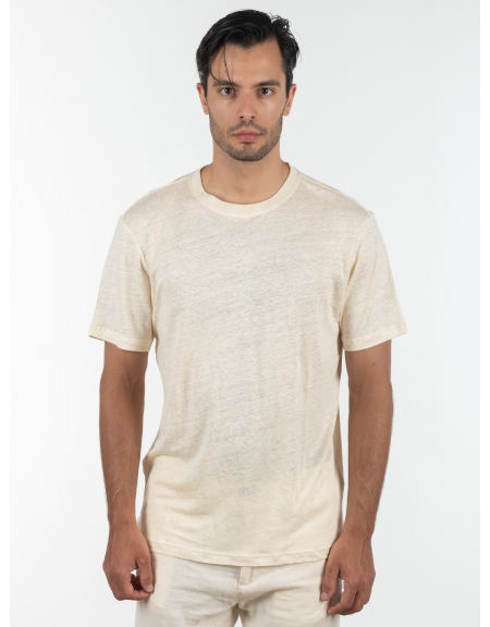 GABBA T-shirt λινό Duke SS Tee P6026 Μπεζ GABBA - 10