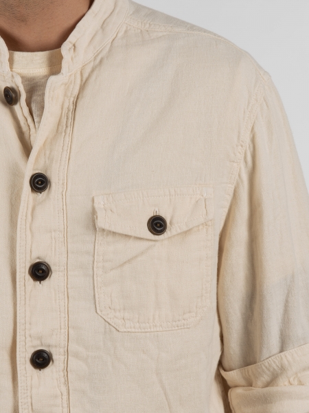 GABBA Πουκάμισο - Jacket mao Goa Crinkle P6074 Μπεζ GABBA - 5