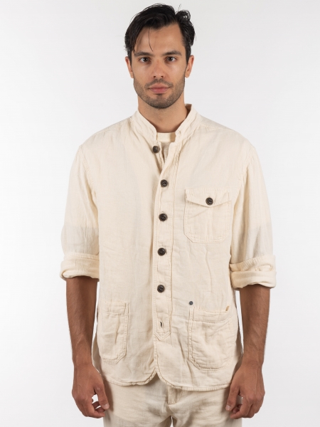 GABBA Πουκάμισο - Jacket mao Goa Crinkle P6074 Μπεζ GABBA - 1