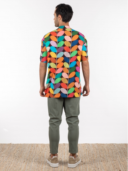 19 ATHENS Πουκάμισο κοντομάνικο mao K22-1059 Πολύχρωμο NINETEEN - 7