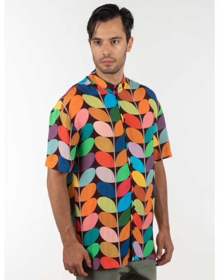 19 ATHENS Πουκάμισο κοντομάνικο mao K22-1059 Πολύχρωμο NINETEEN - 3