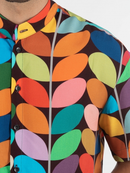 19 ATHENS Πουκάμισο κοντομάνικο mao K22-1059 Πολύχρωμο NINETEEN - 5