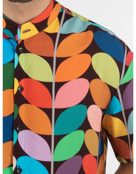 19 ATHENS Πουκάμισο κοντομάνικο mao K22-1059 Πολύχρωμο NINETEEN - 5